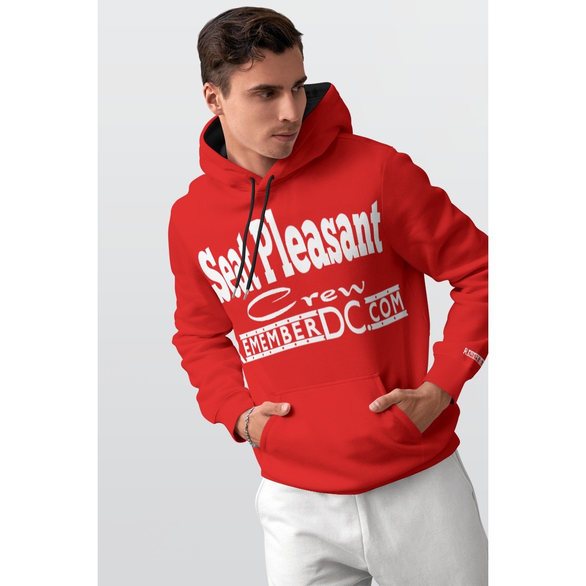 *Hoodie – Seat Pleasant Crew – Remember DC! White Print on Red