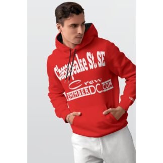 *Hoodie – Chesapeake St. SE Crew – Remember DC! White Print on Red
