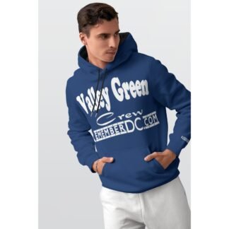 *Hoodie - Valley Green Crew - Remember DC! White Print on Pansy Blue